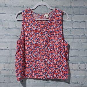 J. Crew Factory Red Tank Women's L Floral Spring Office Casual Preppy